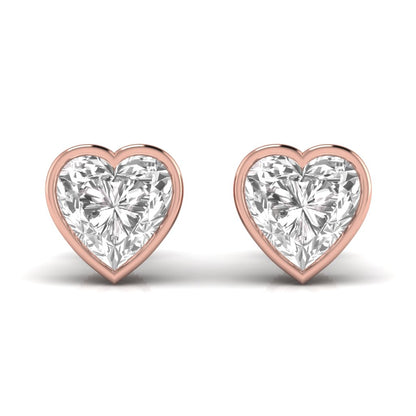 2.5 Carats Each Heart Shape Solitaire Diamond Three Bezel Setting Studs Earring