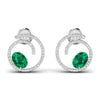 OVAL Coloured Stone & Round Diamond Earring