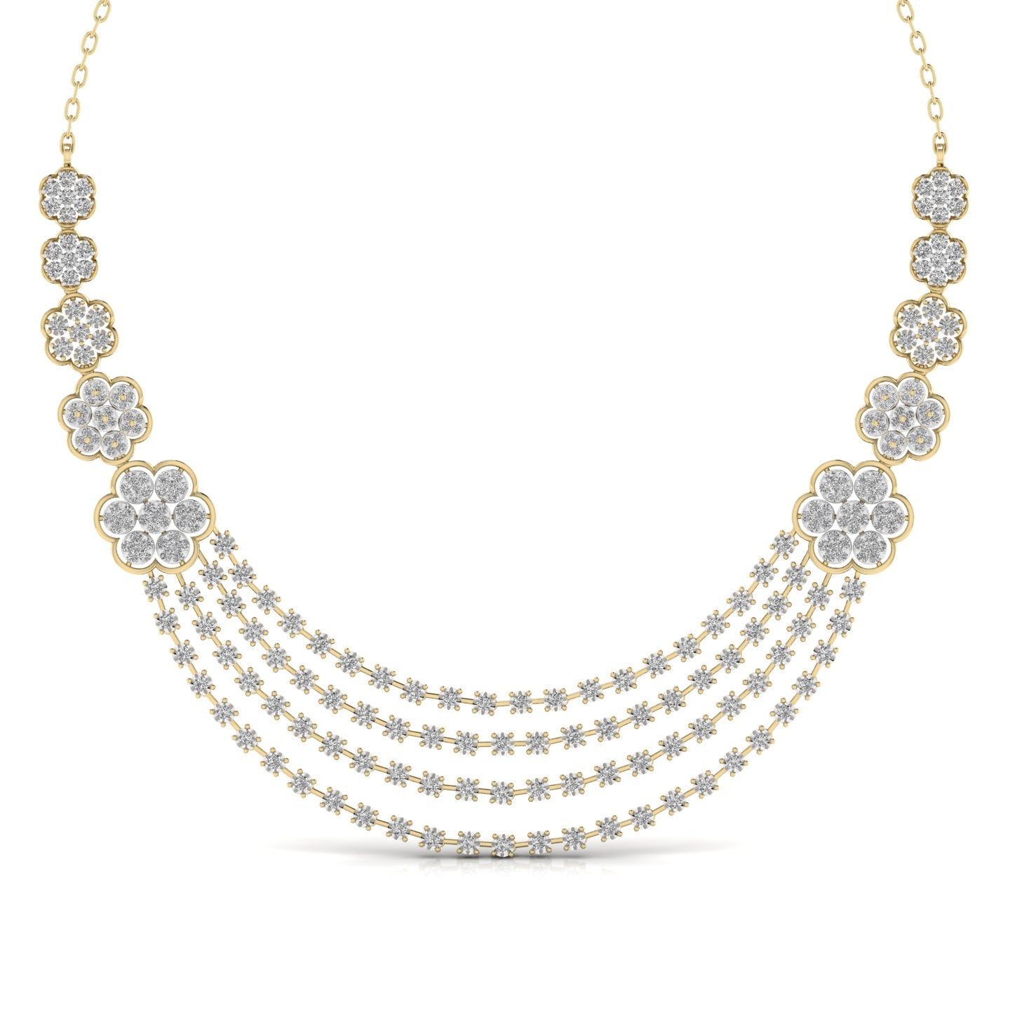 Layered Round Cut Diamonds Party Wear Necklace