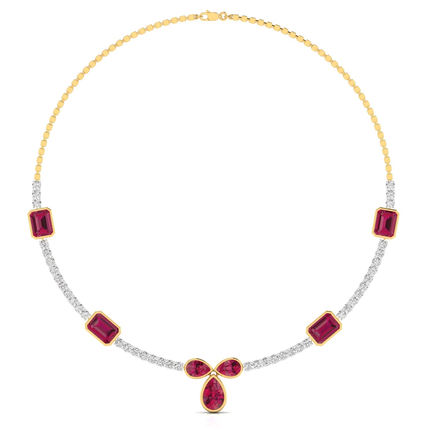 Round Cut Diamond & Gemstone Necklace