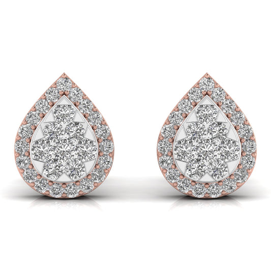 Round Cut Diamonds Leaf Shape Earrings