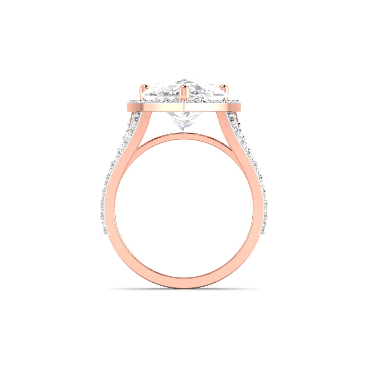 Pear-Shaped Diamond Halo Ring in Rose Gold