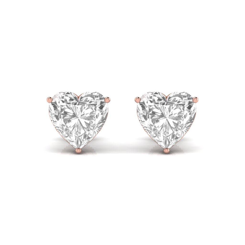 3 Carats Each Heart Shape Solitaire Diamond Three Prong Martini Setting Studs Earring