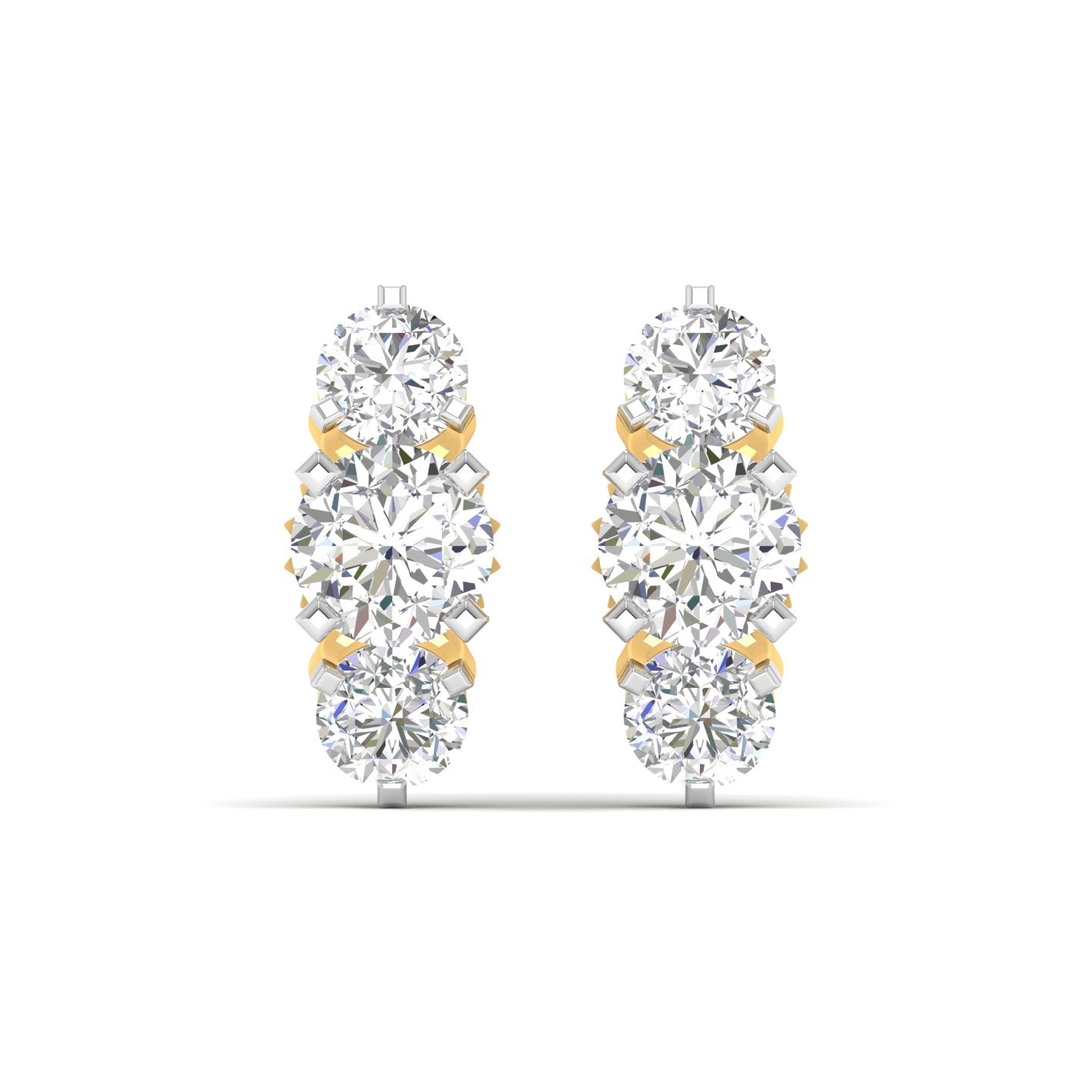 Round Cut Diamonds Triple Threat Drops Earrings