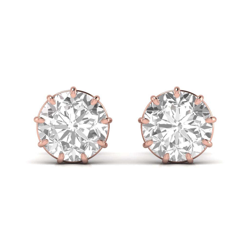 2.5 Carat Each Round Solitaire Diamond 9 Prongs Setting Studs Earring