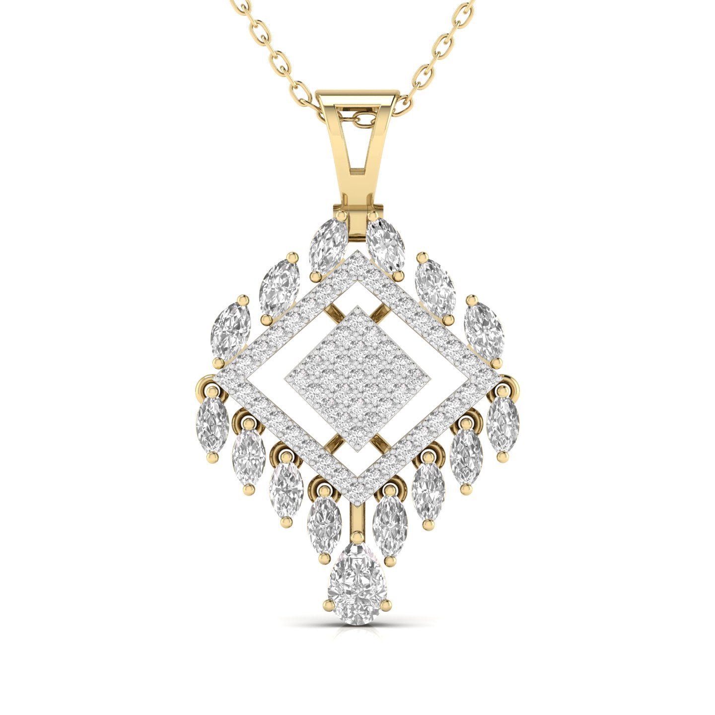 Pear, Marquise & Round Cut Diamonds Pendant For Her