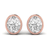 1.5 Carats Each Oval Shape Solitaire Diamond Bezel Setting Studs Earring