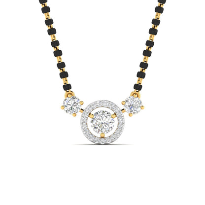 Luxurious Black Bead Mangalsutra with Triple Diamond Pendant