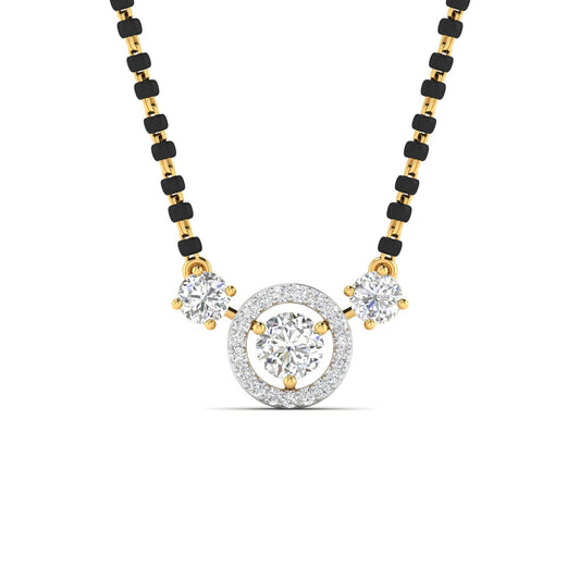 Luxurious Black Bead Mangalsutra with Triple Diamond Pendant