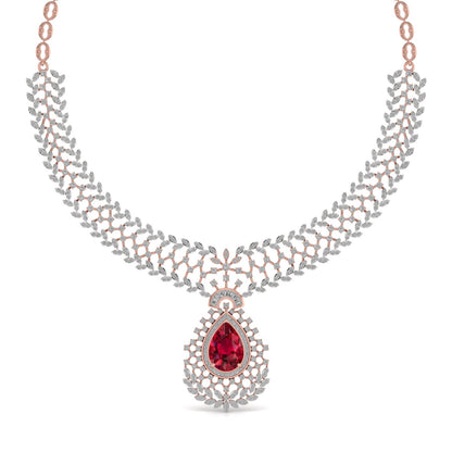 Lab Grown Diamonds & Gem Stone Royal Design Necklace