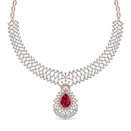 Lab Grown Diamonds & Gem Stone Royal Design Necklace