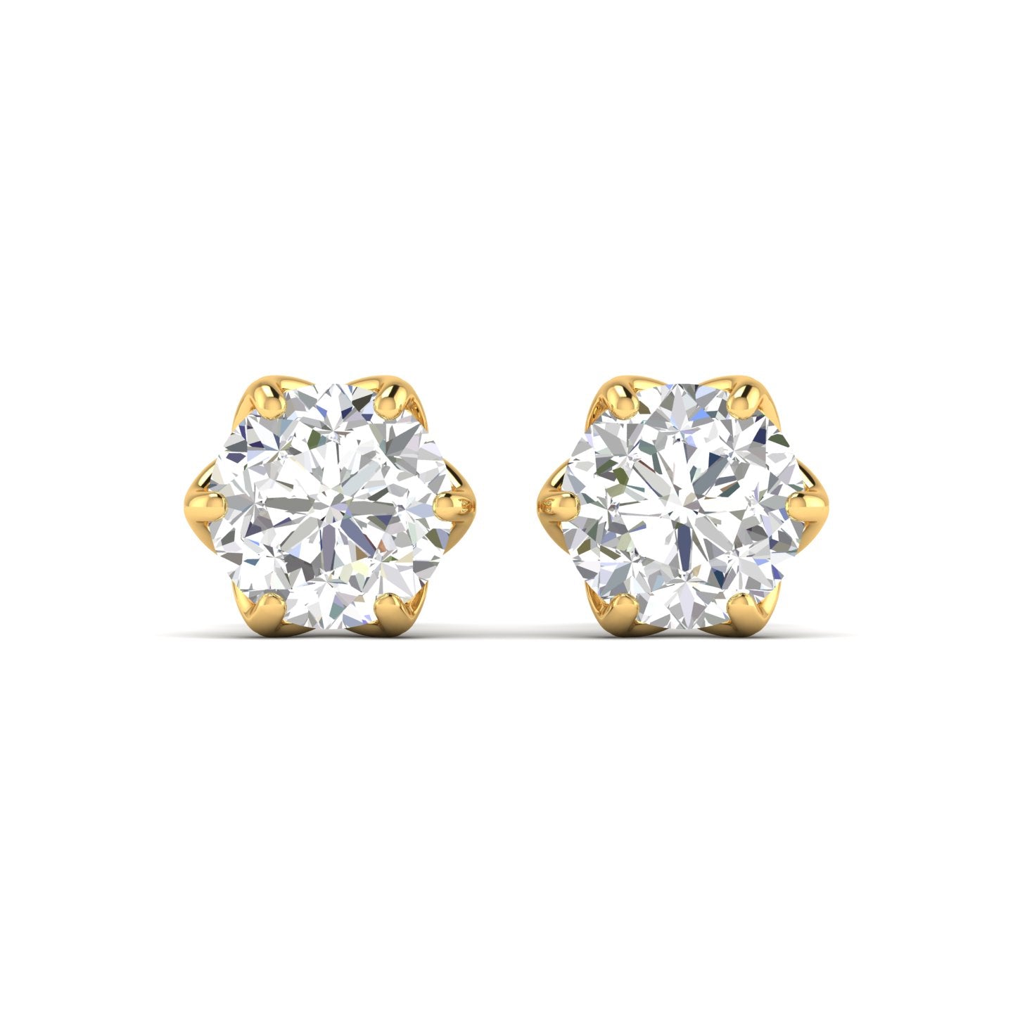 4 Carats Each Round Diamonds 6-prongs Setting Studs Earrings