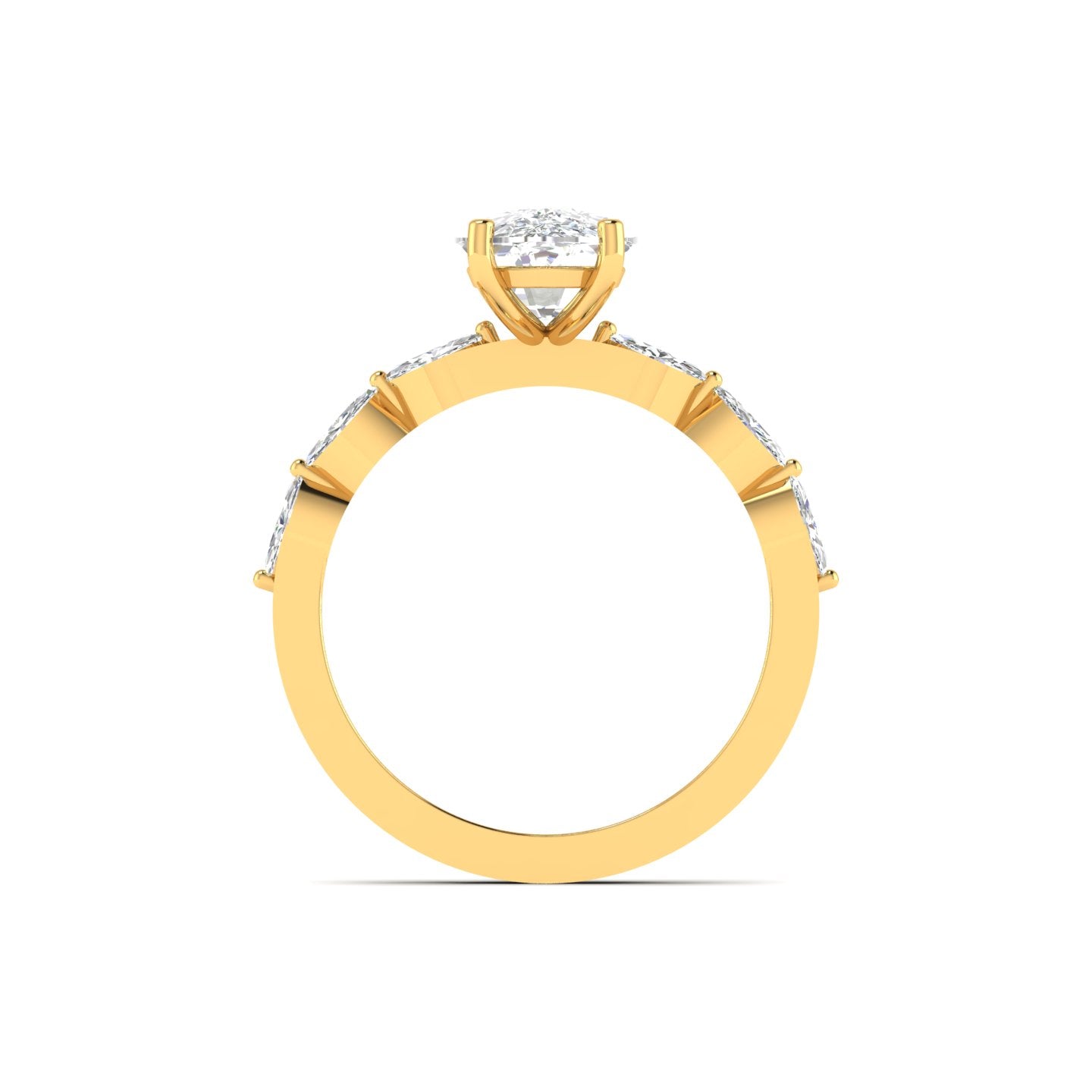 Modern Oval Diamond Ring with Marquise Accents