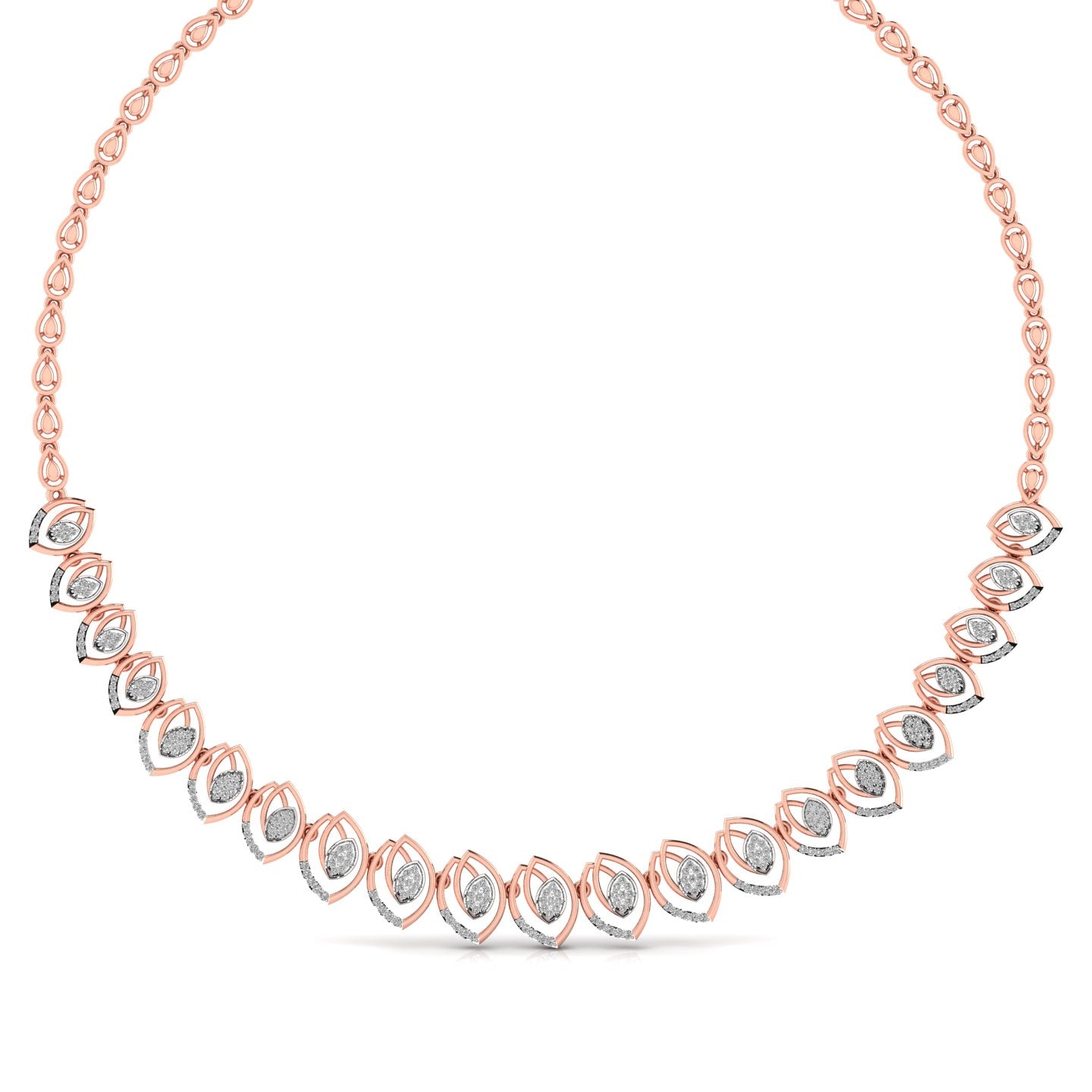 Fancy Leaf Style Round Cut Diamond Necklace