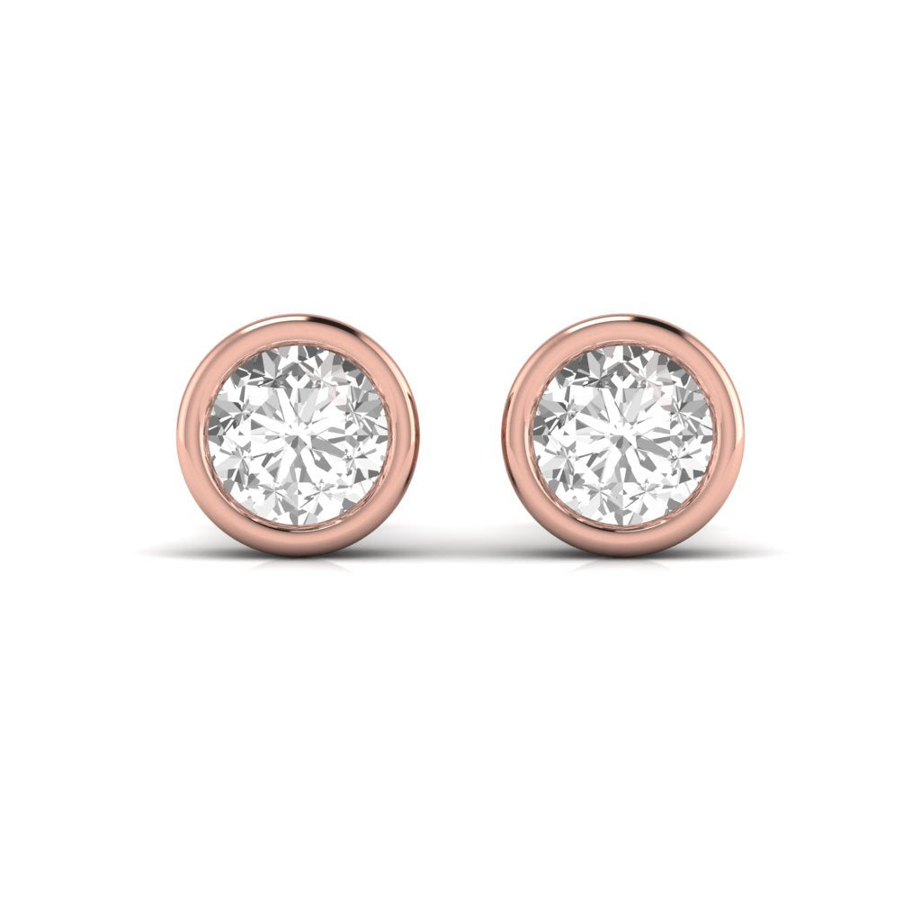 3 Carat Each Round Diamond Bezel Setting Studs Earring