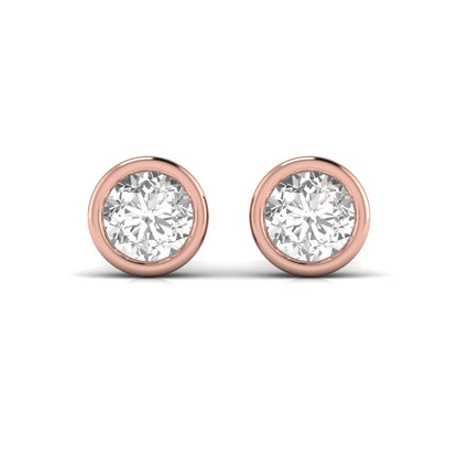 3 Carat Each Round Diamond Bezel Setting Studs Earring