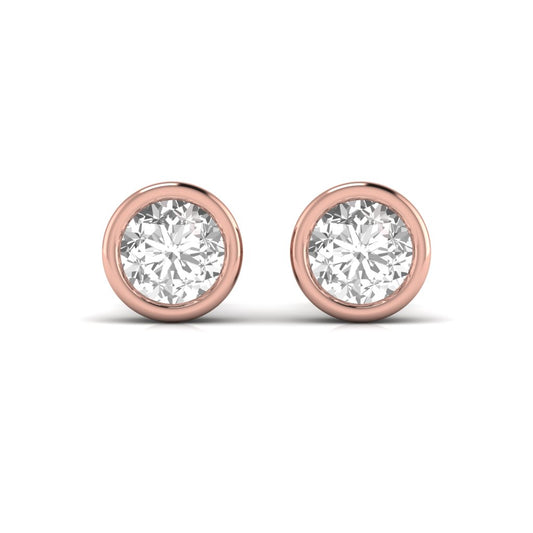 3 Carat Each Round Diamond Bezel Setting Studs Earring