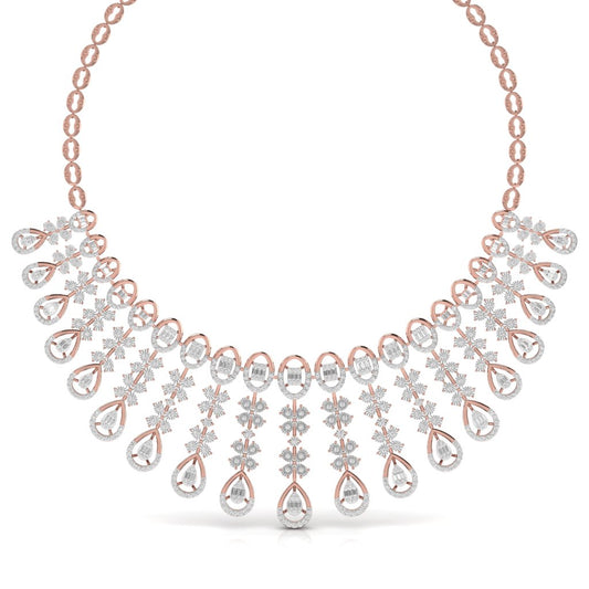 IVANA Sparkling Elegance Heavily Embellished Round & Baguette Cut Diamond Necklace