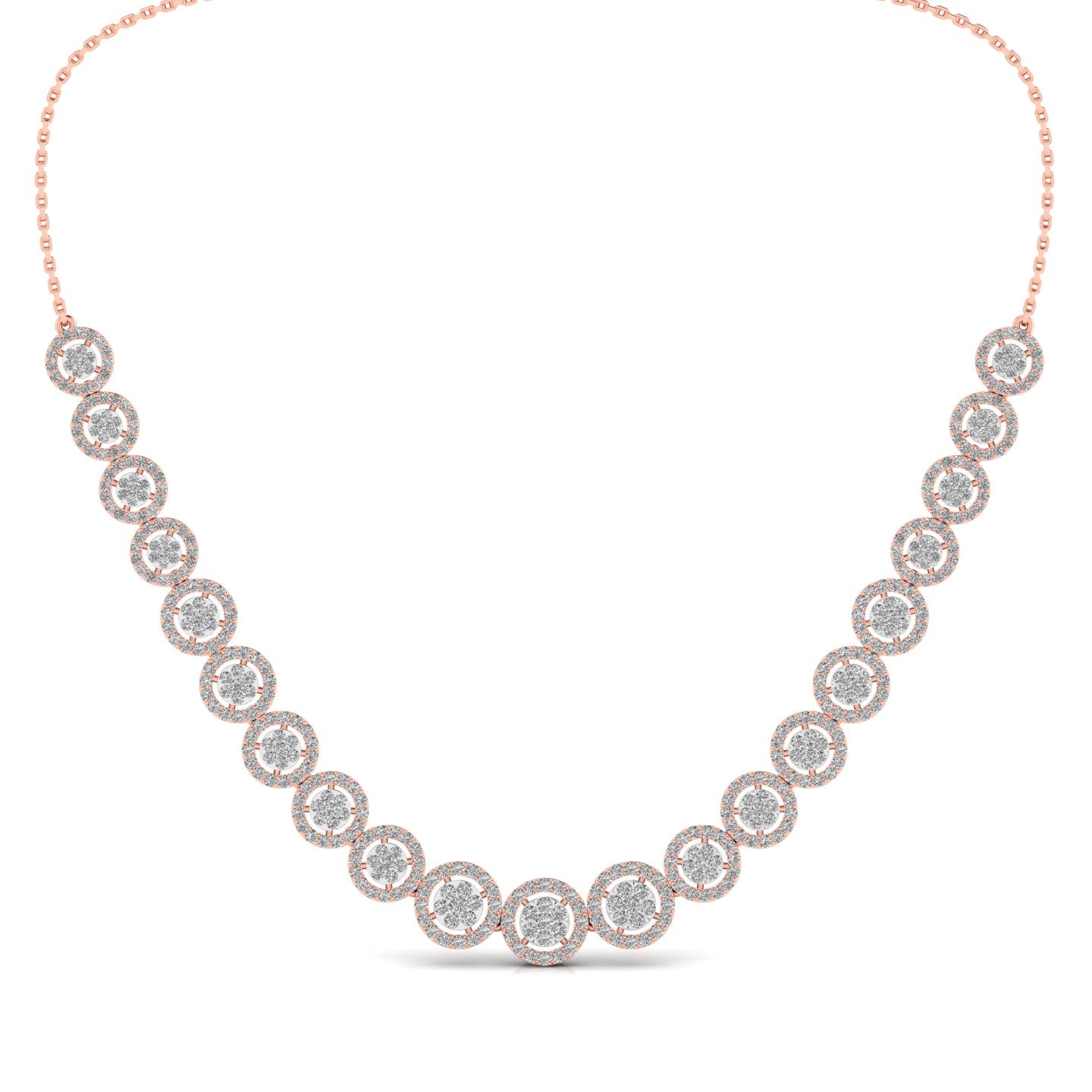 Gorgeous Concentric Studded Diamond Necklace