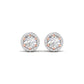 1 Carat Each Round Diamonds Halo Studs Earring