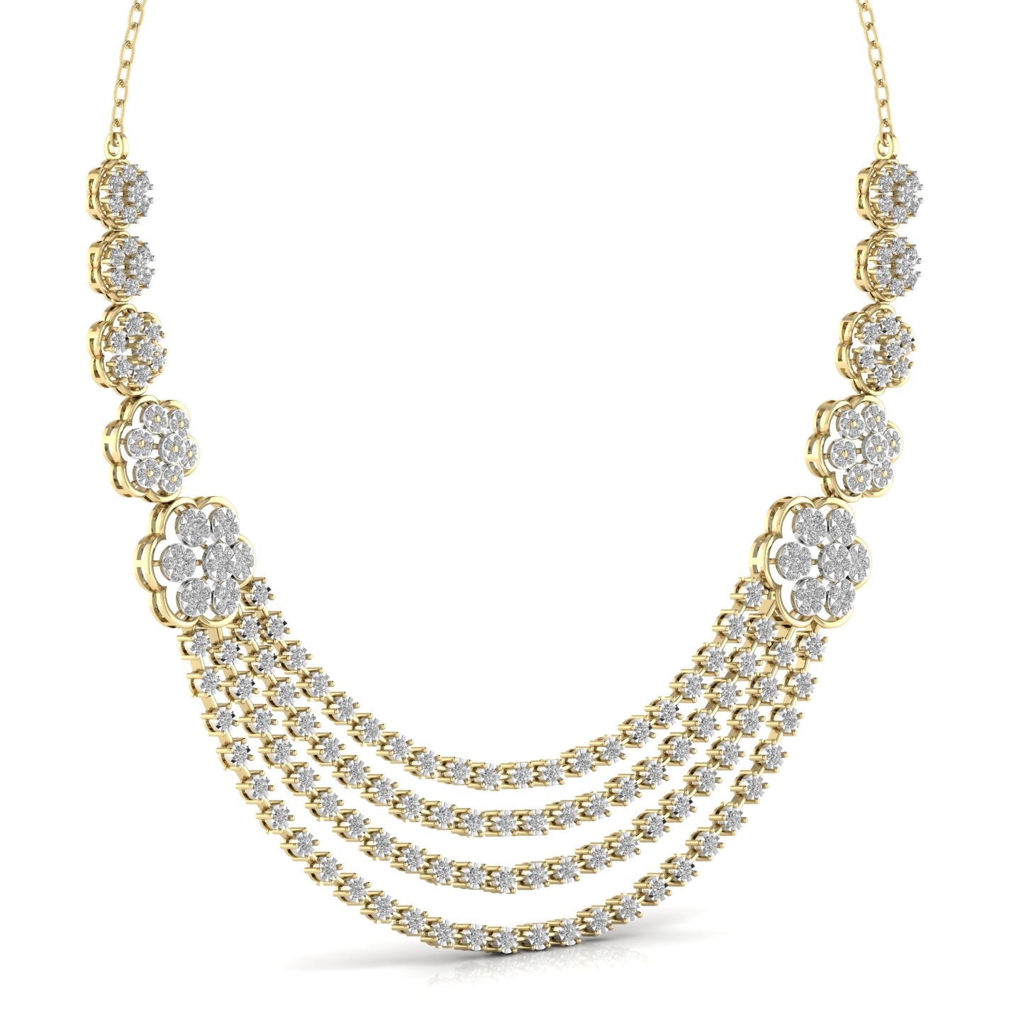 Layered Round Cut Diamonds Party Wear Necklace