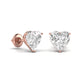 2 Carats Each Heart Shape Solitaire Diamond Three Prong Martini Setting Studs Earring