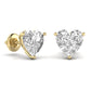 2.5 Carats Each Heart Shape Solitaire Diamond Three Prong Setting Studs Earring