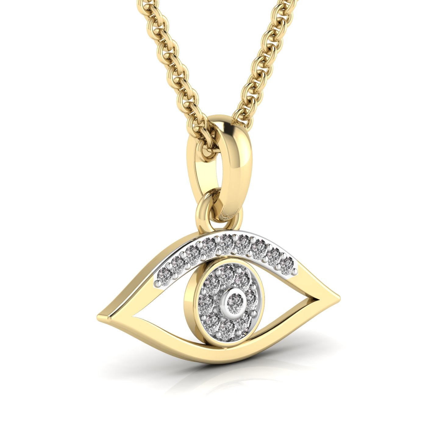 Solid Gold Evil Eye Gold Pendant