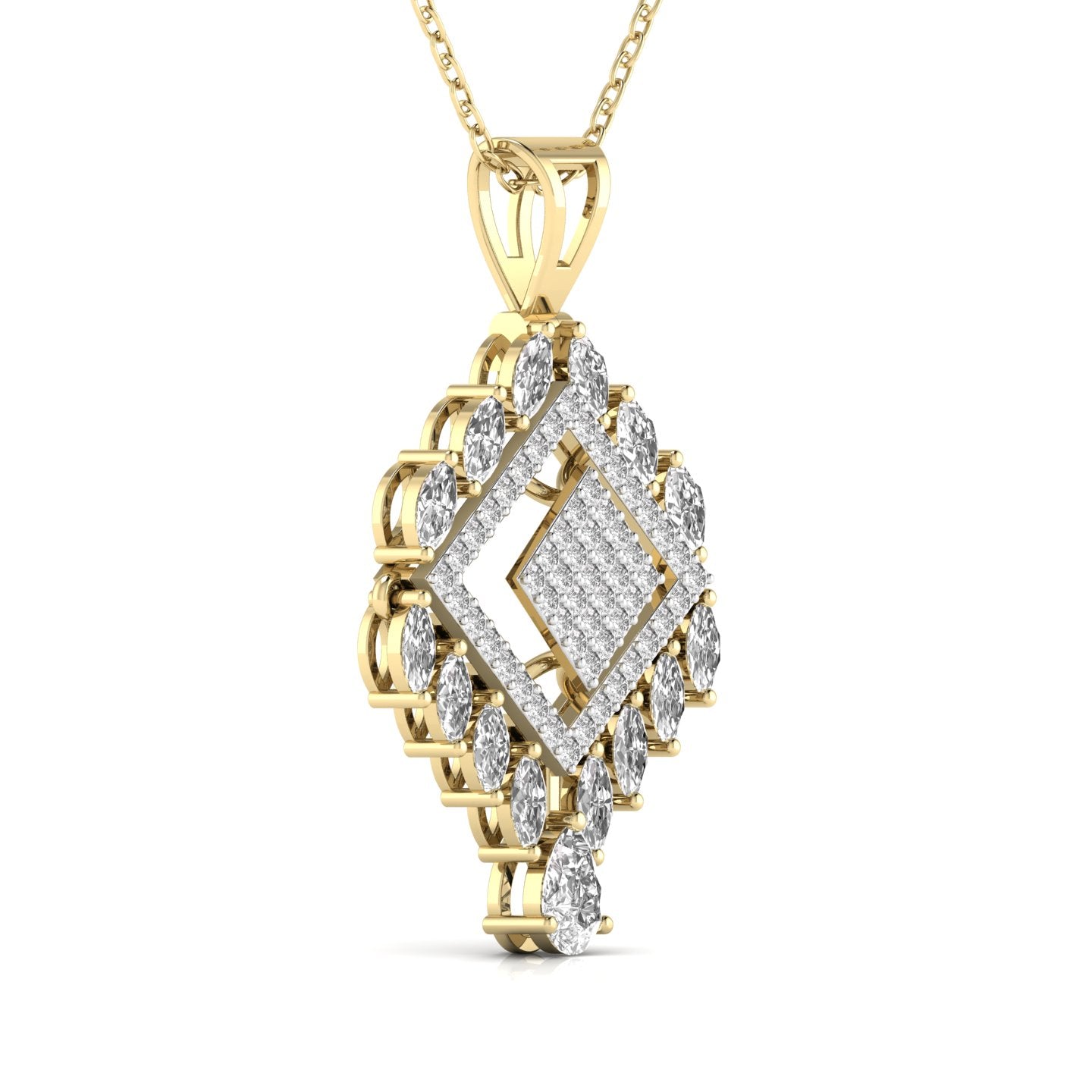 Pear, Marquise & Round Cut Diamonds Pendant For Her