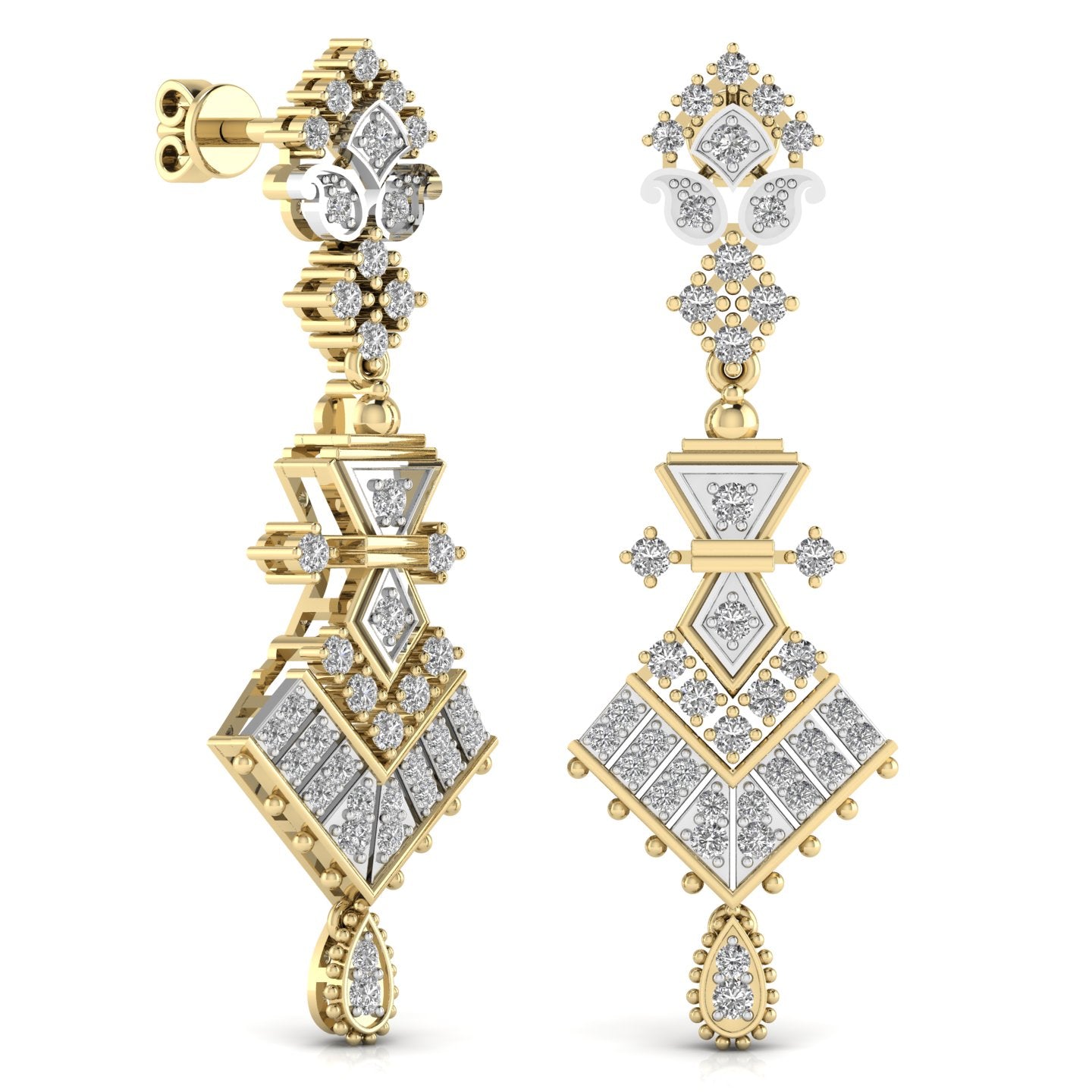 Royal Style Round Cut Diamond Dangler Earring