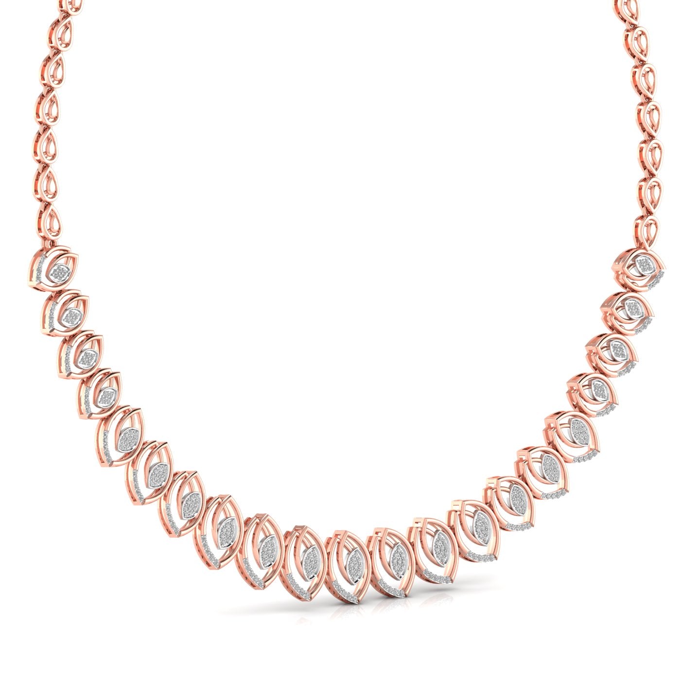 Fancy Leaf Style Round Cut Diamond Necklace