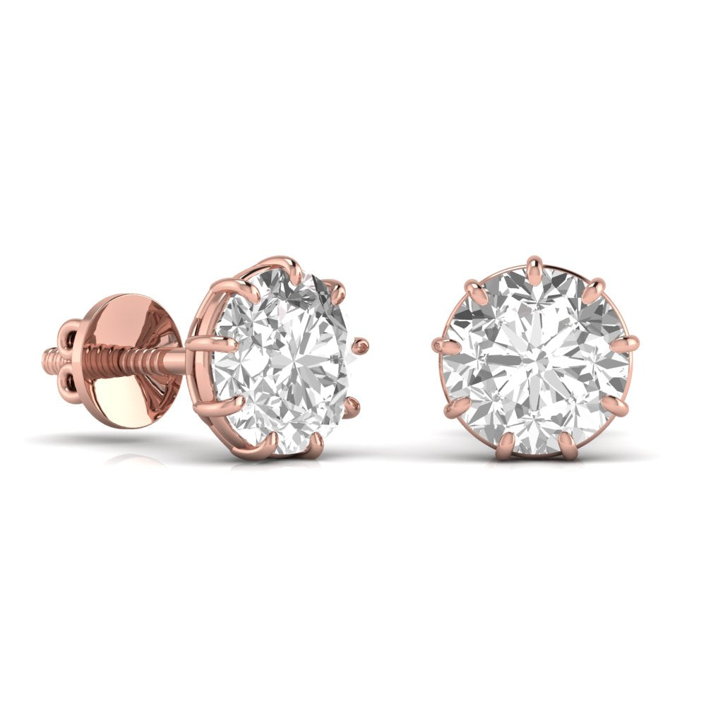 2.5 Carat Each Round Solitaire Diamond 9 Prongs Setting Studs Earring