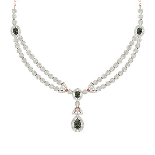 Diamond and Emerald Two-Row Necklace