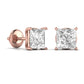 1.5 Carats Each Princess Shape Solitaire Diamond 4-Prong Basket Setting Studs Earring