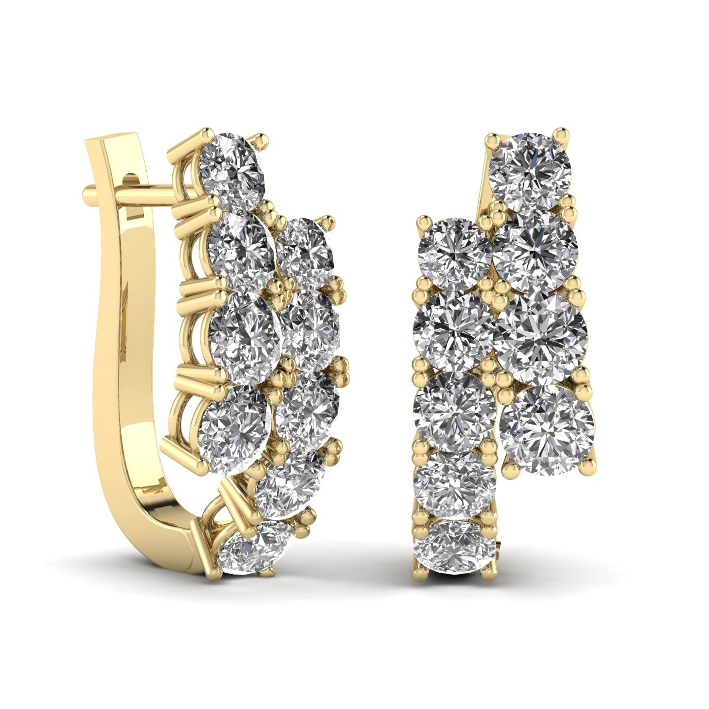 1.6 Carat Round Diamonds Hoop Huggies Earrings