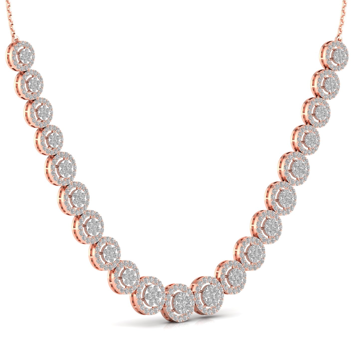 Gorgeous Concentric Studded Diamond Necklace