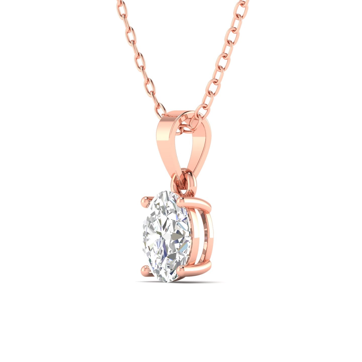 Diamond Pendant Necklace with Oval Center Stone