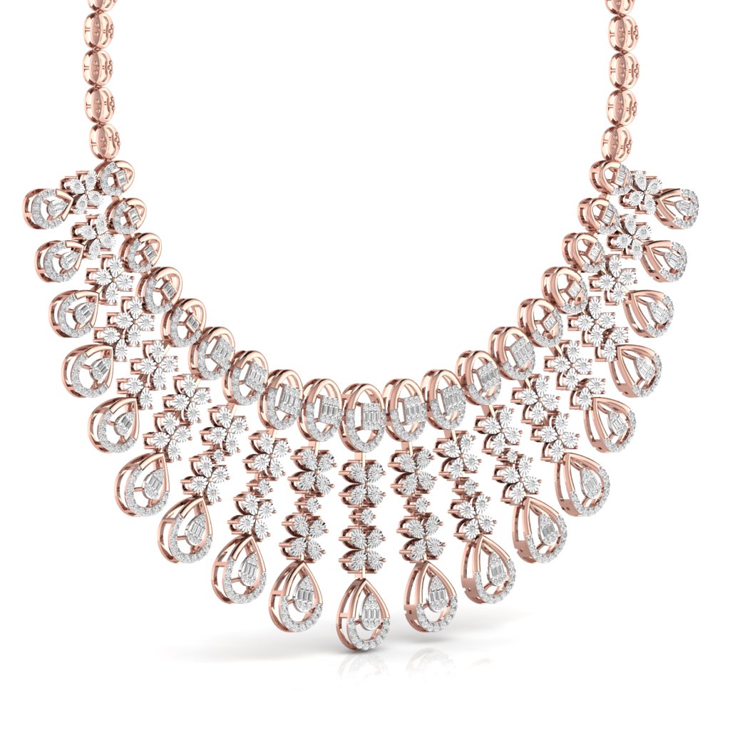 IVANA Sparkling Elegance Heavily Embellished Round & Baguette Cut Diamond Necklace