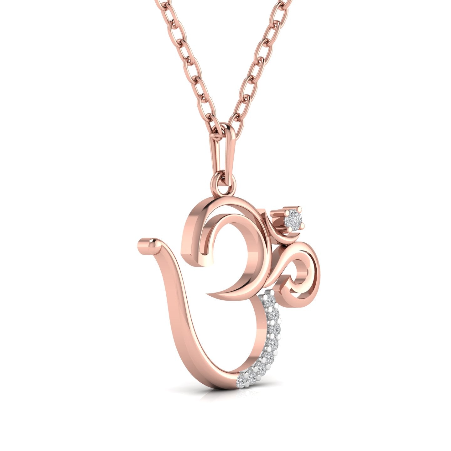 Om Pendant With Round Cut Diamond For Her