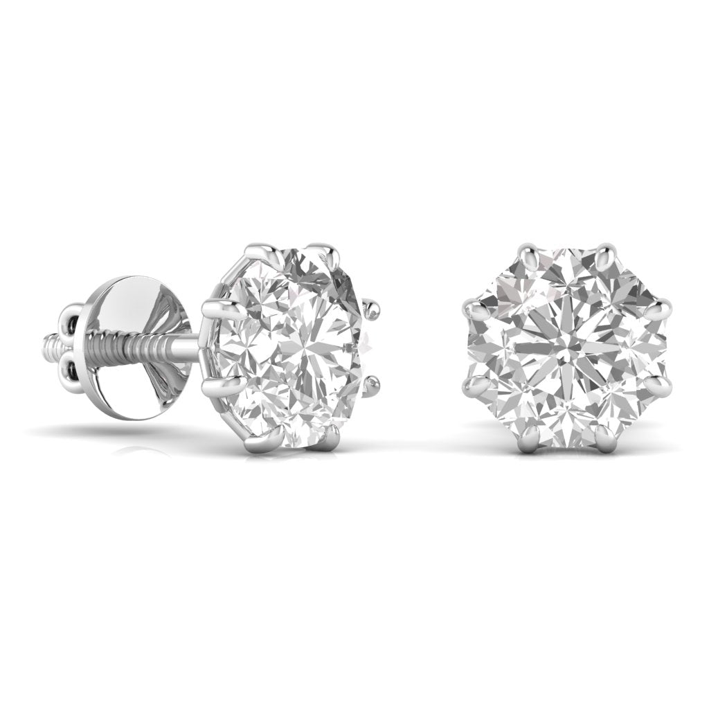 3 Carat Each Solitaire Round Diamond 8 Prongs Setting Studs Earring