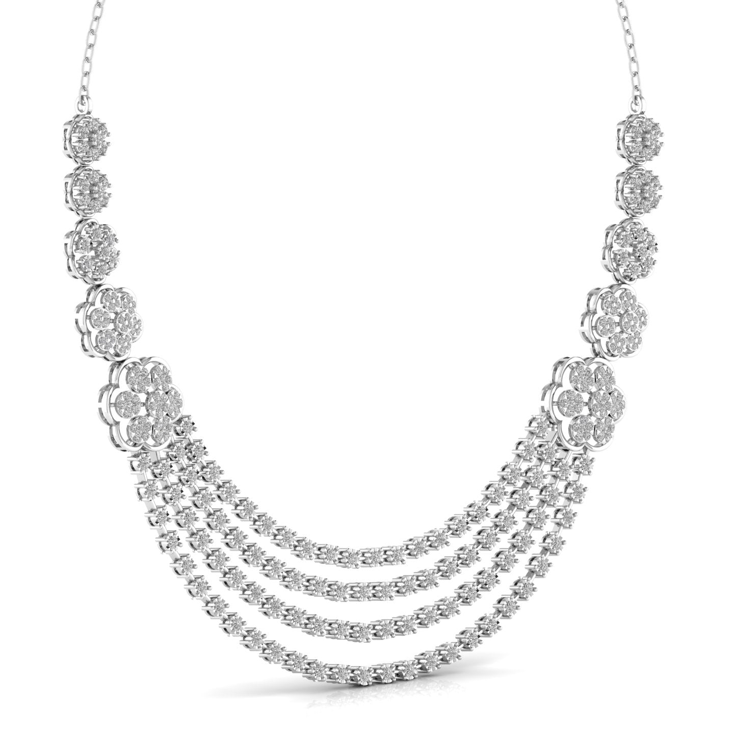 Layered Round Cut Diamonds Party Wear Necklace