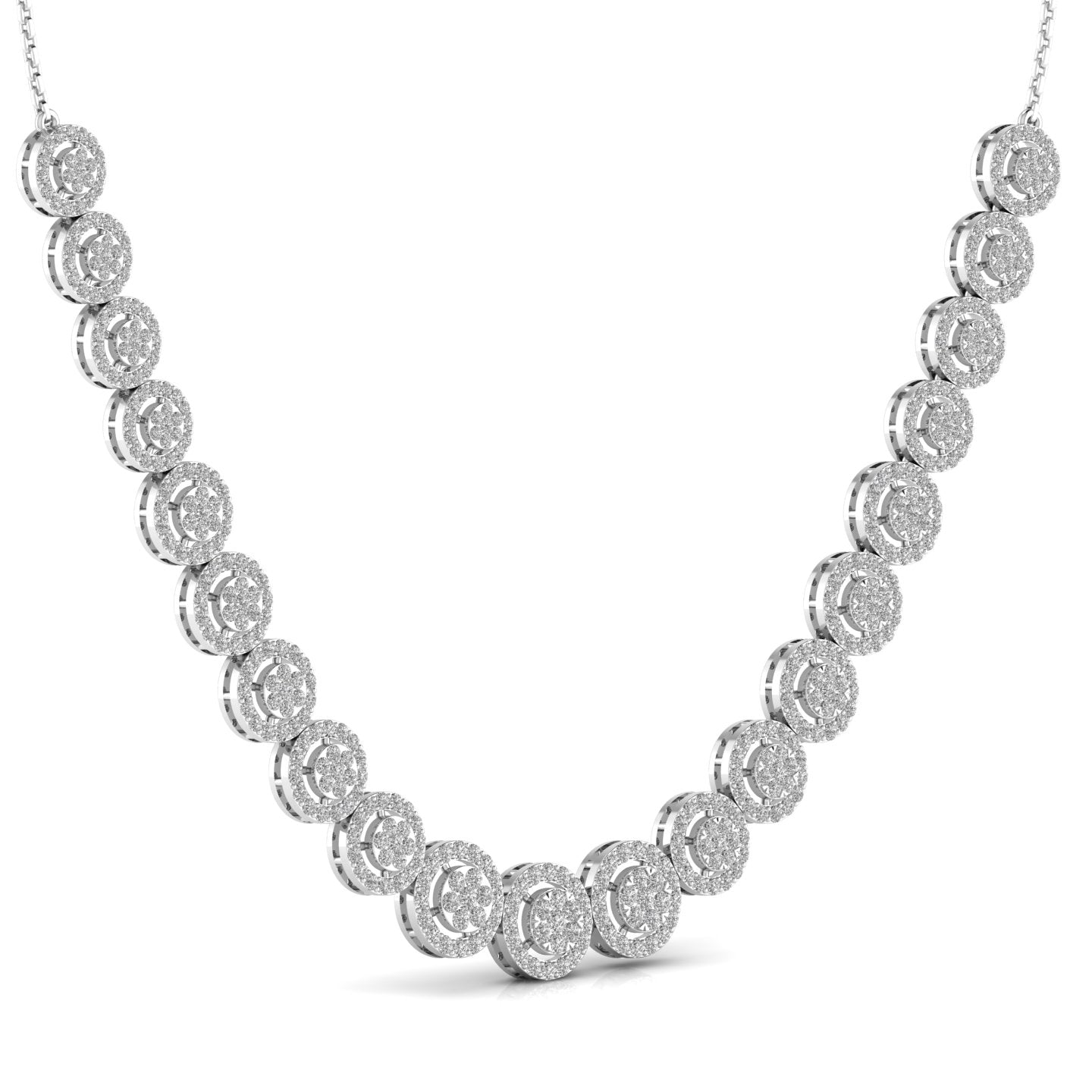 Gorgeous Concentric Studded Diamond Necklace