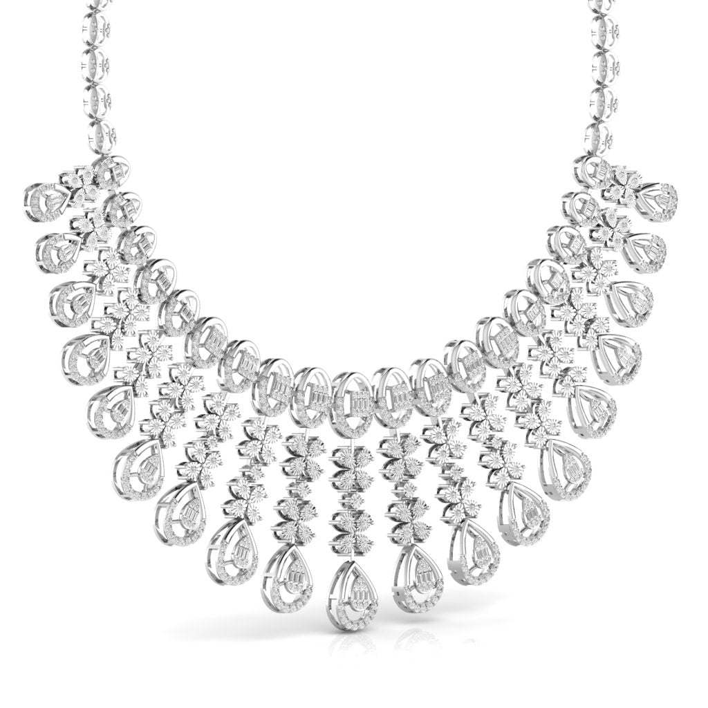 IVANA Sparkling Elegance Heavily Embellished Round & Baguette Cut Diamond Necklace