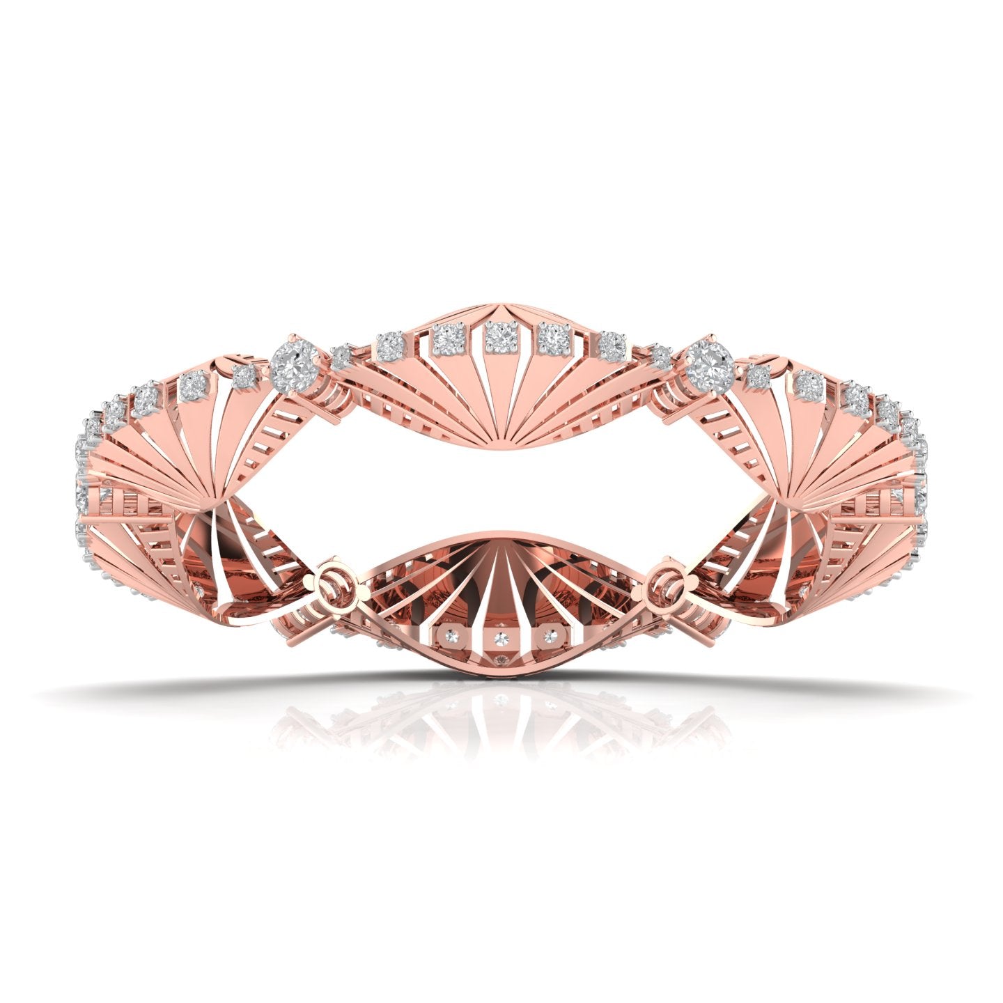 Round Cut Diamond Lab grown Fan Bangle