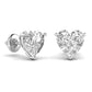 1.5 Carats Each Heart Shape Solitaire Diamond Three Prong Setting Studs Earring