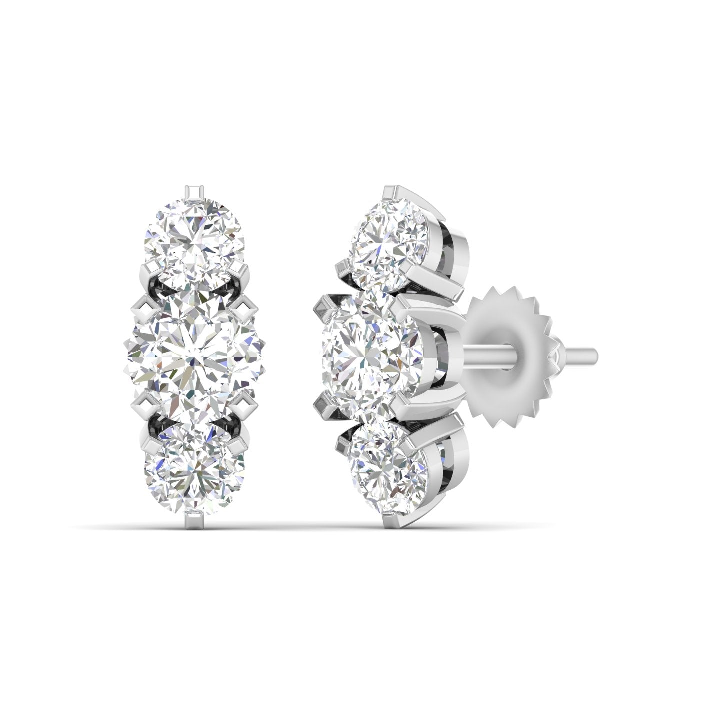 Round Cut Diamonds Triple Threat Drops Earrings