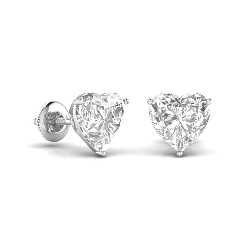 3 Carat Each Heart Shape Diamond Three Prong Martini Setting Studs Earring