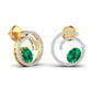 OVAL Coloured Stone & Round Diamond Earring