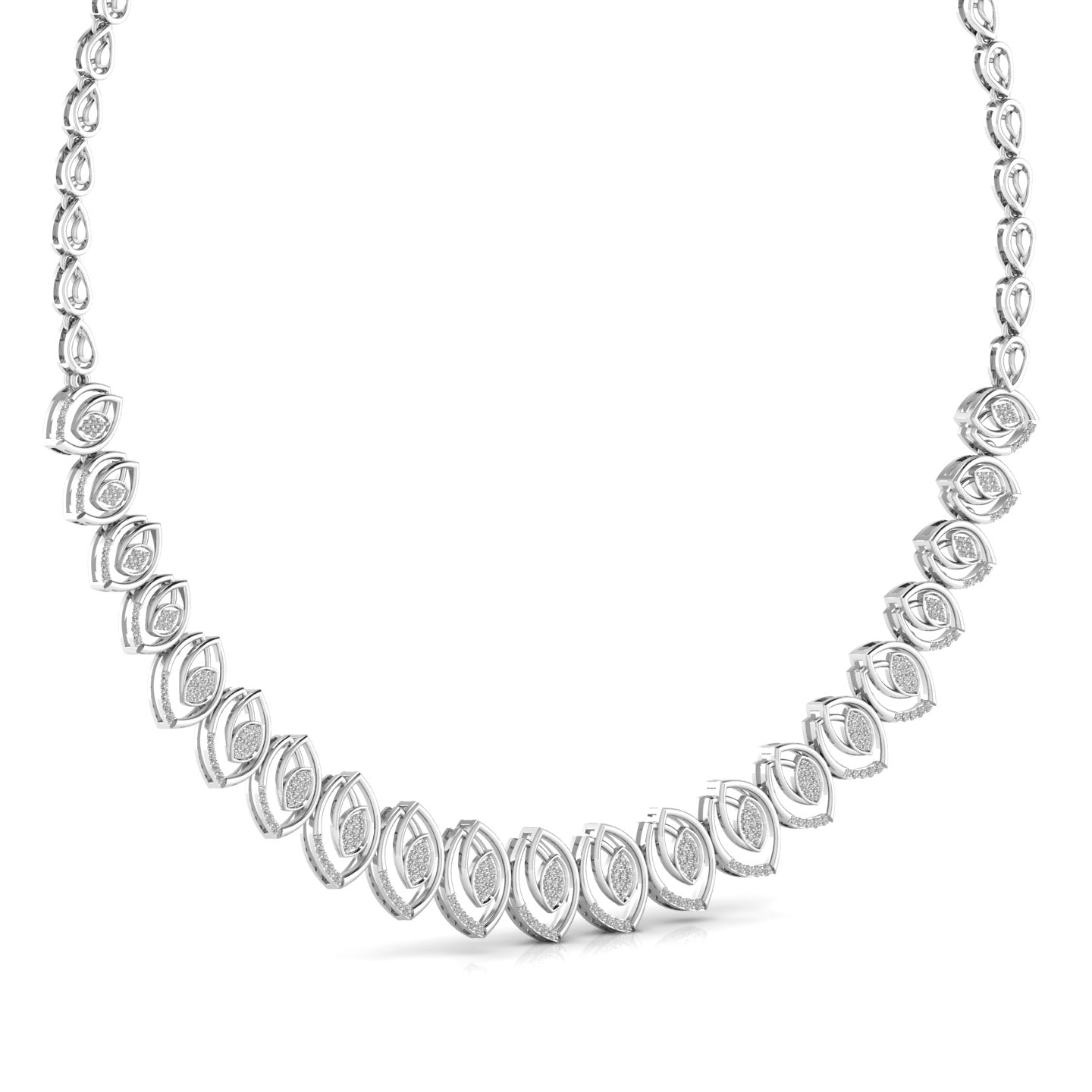 Fancy Leaf Style Round Cut Diamond Necklace