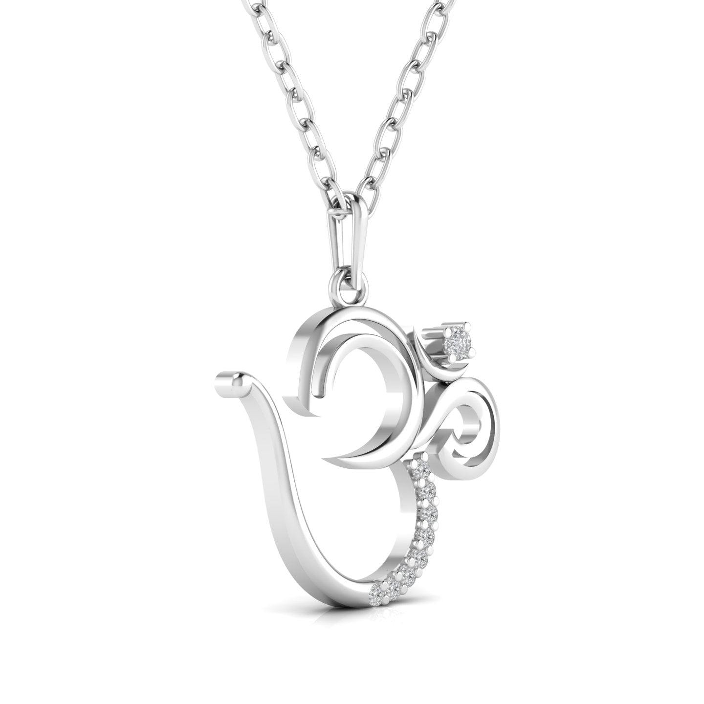 Om Pendant With Round Cut Diamond For Her